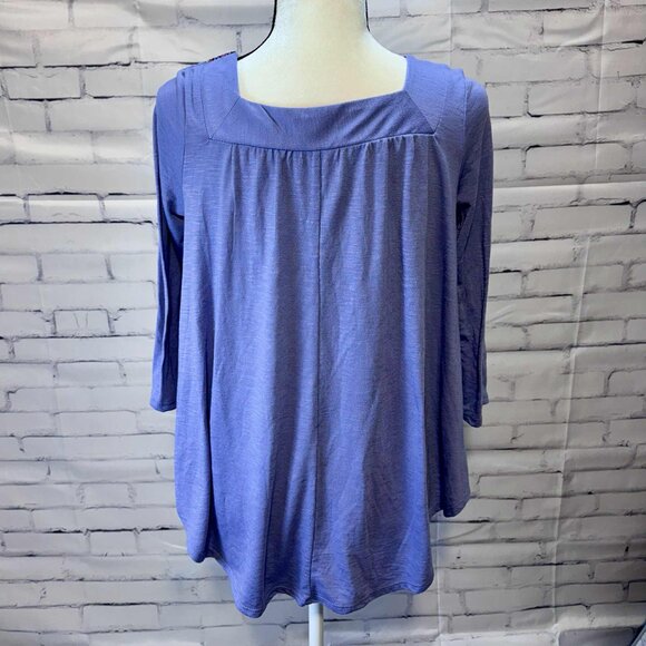 Mudd Boho Embroidered Square Neck Tunic Top | Lilac Purple Peasant Style Blouse - Picture 5 of 9